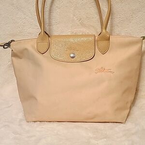 Longchamp light pink nylon tote